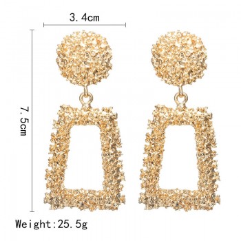 Big Vintage Earrings for women gold color Geometric statement earring Silver